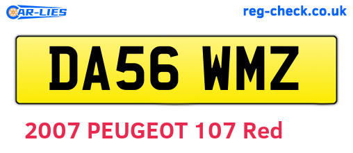 DA56WMZ are the vehicle registration plates.