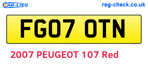 FG07OTN are the vehicle registration plates.