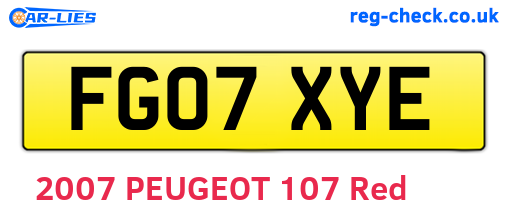 FG07XYE are the vehicle registration plates.