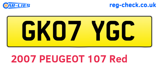 GK07YGC are the vehicle registration plates.