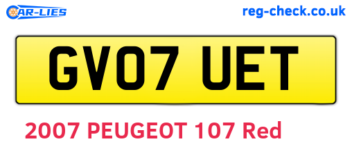 GV07UET are the vehicle registration plates.