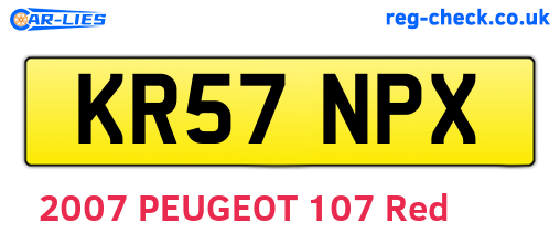 KR57NPX are the vehicle registration plates.