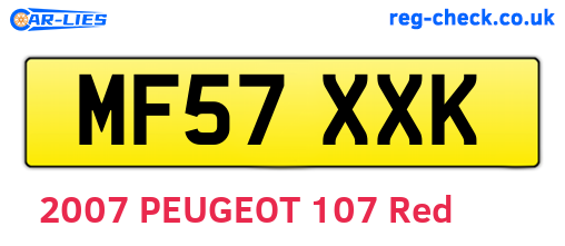 MF57XXK are the vehicle registration plates.