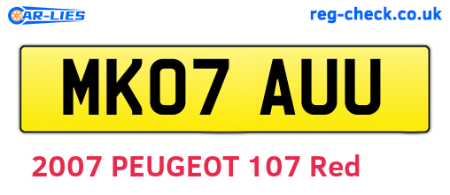 MK07AUU are the vehicle registration plates.