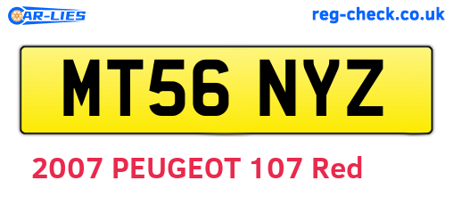 MT56NYZ are the vehicle registration plates.