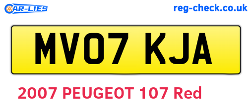 MV07KJA are the vehicle registration plates.
