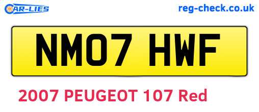 NM07HWF are the vehicle registration plates.