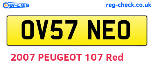 OV57NEO are the vehicle registration plates.