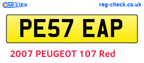 PE57EAP are the vehicle registration plates.