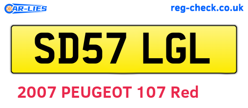 SD57LGL are the vehicle registration plates.