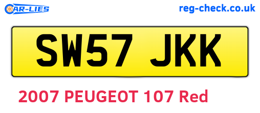 SW57JKK are the vehicle registration plates.