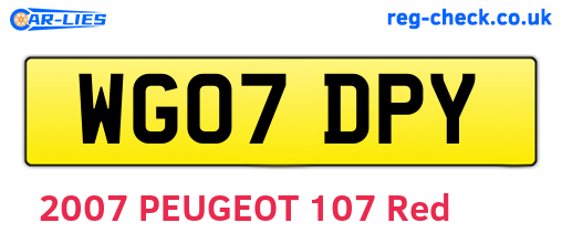 WG07DPY are the vehicle registration plates.
