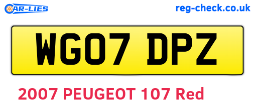 WG07DPZ are the vehicle registration plates.
