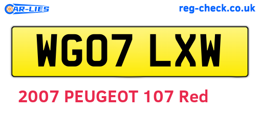 WG07LXW are the vehicle registration plates.