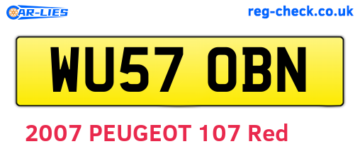 WU57OBN are the vehicle registration plates.