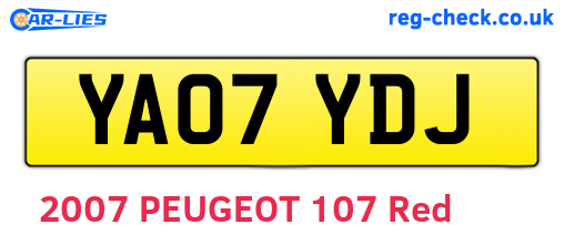 YA07YDJ are the vehicle registration plates.