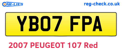 YB07FPA are the vehicle registration plates.