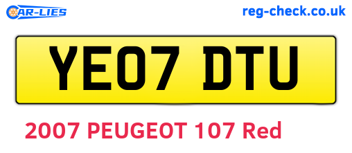 YE07DTU are the vehicle registration plates.