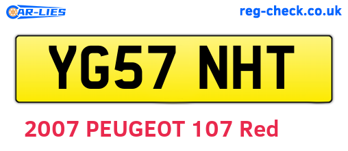 YG57NHT are the vehicle registration plates.