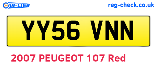 YY56VNN are the vehicle registration plates.