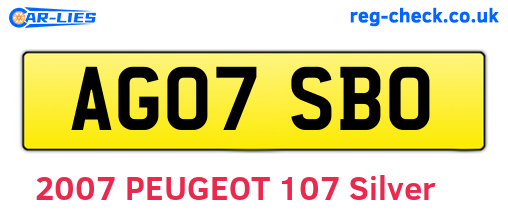 AG07SBO are the vehicle registration plates.