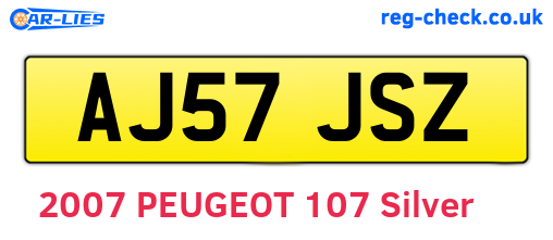 AJ57JSZ are the vehicle registration plates.