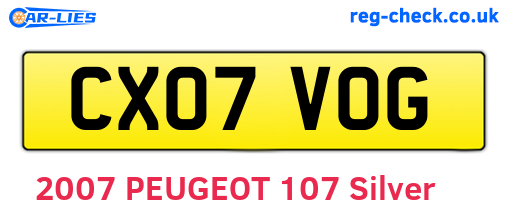 CX07VOG are the vehicle registration plates.