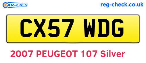 CX57WDG are the vehicle registration plates.
