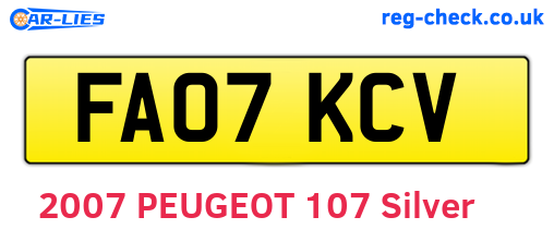FA07KCV are the vehicle registration plates.