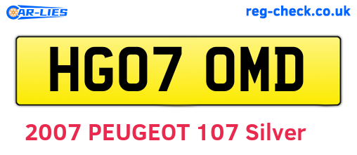 HG07OMD are the vehicle registration plates.