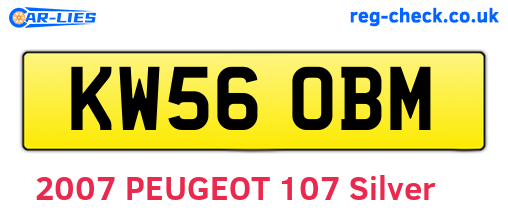 KW56OBM are the vehicle registration plates.