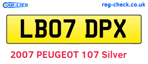LB07DPX are the vehicle registration plates.