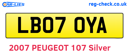 LB07OYA are the vehicle registration plates.