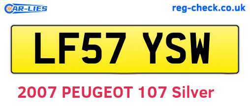 LF57YSW are the vehicle registration plates.