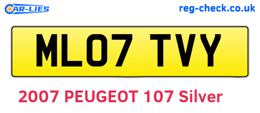 ML07TVY are the vehicle registration plates.