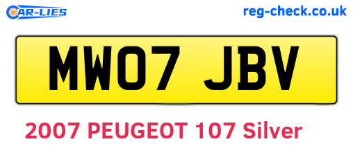 MW07JBV are the vehicle registration plates.