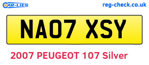 NA07XSY are the vehicle registration plates.