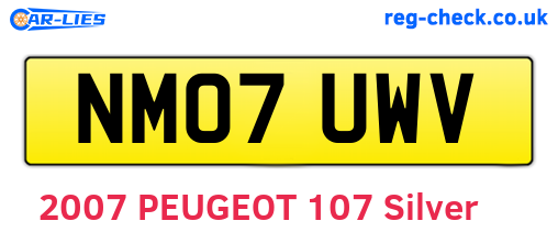 NM07UWV are the vehicle registration plates.