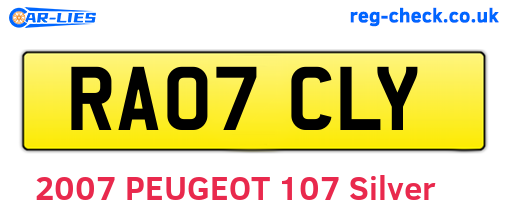 RA07CLY are the vehicle registration plates.