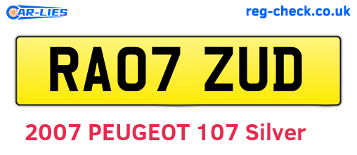 RA07ZUD are the vehicle registration plates.