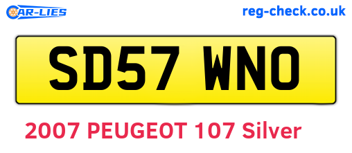 SD57WNO are the vehicle registration plates.