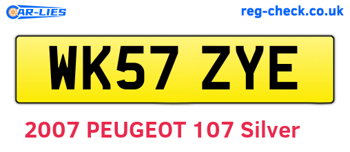 WK57ZYE are the vehicle registration plates.