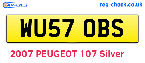 WU57OBS are the vehicle registration plates.