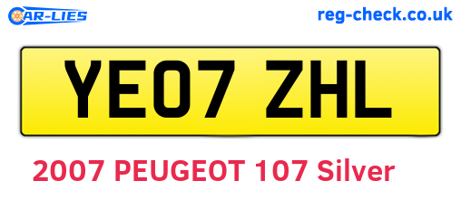 YE07ZHL are the vehicle registration plates.
