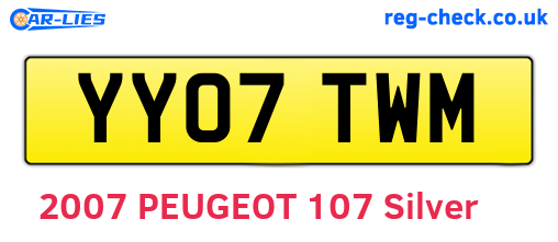 YY07TWM are the vehicle registration plates.