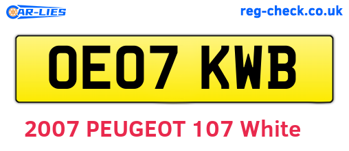 OE07KWB are the vehicle registration plates.