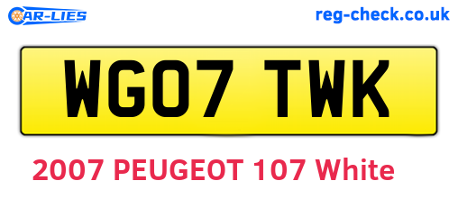 WG07TWK are the vehicle registration plates.