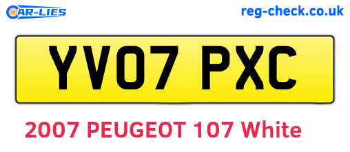 YV07PXC are the vehicle registration plates.