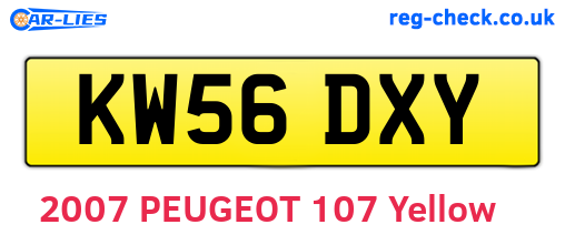 KW56DXY are the vehicle registration plates.