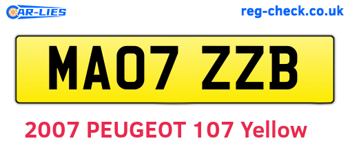 MA07ZZB are the vehicle registration plates.